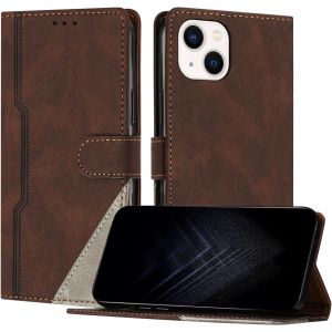 Kal-Étui Pour Iphone 13 (6,1 Pouce), Housse En Cuir Pu Avec [Protection Antichoc Tpu] [Fonction Support] [Porte-Cartes ] Antichoc Magnétique Coque Pour Iphone 13 - Marron - Neuf