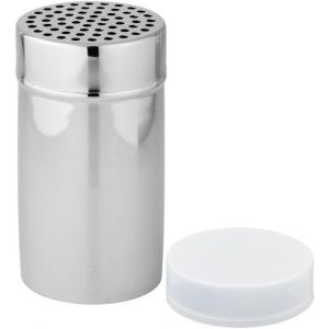 Kalanka-42909 Saupoudreuse Pour Sucre Glace, Saupoudreuse En Inox, Boite A Sucre Glace, Distributeur &Agrave; Cacao, Acier Inoxydable, 13 X 7 Cm, Argent/Blanc - Neuf