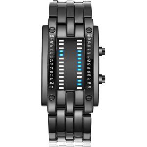 Eryi-Montre Binaire , Montre De Sport Binaire Tendance Pour Homme, Montre Numérique Binaire À Matrice Led Bleue Pour Homme Et Femme, Montre Binaire Classique Tendance Et À La Technologie Future - Neuf