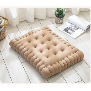 Coussin De Chaise En Peluche Doux - Épais Et Confortable Coussin D'assise En Forme De Biscuit Pour Bureau,Salle À Manger,Canapé (Beige,40x45cm) - Neuf