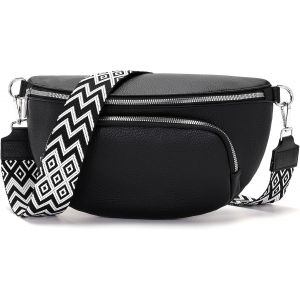 KALANKA-grand sac banane femme cuir végétal sac bandouliere femme grand sac a main femme noir grand sac bandoulière femme - Neuf