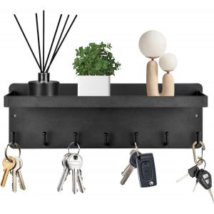 Cmwx-Porte Clé Mural À 7 Crochets, Porte Clef Mural Avec Étagère De Rangement Porte Cléf Mural Adapté À L'entrée Petit Portable Accroche Clef Mural Sans Percer Pour Rangement Des Clés - Neuf