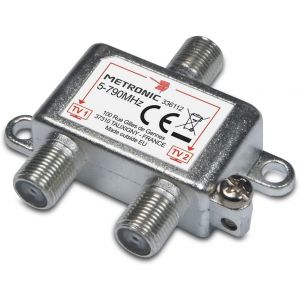 R&eacute;partiteur Antenne TV TNT 2 Sorties Fiche F, Splitter, Coupleur pour 2 T&eacute;l&eacute;viseurs- 336112 - Neuf