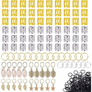 Kal-300 Pièces Dreadlocks Accessoires, Bijoux Cheveux, Anneau De Cheveux, Bague De Cheveux, Dreadlocks De Cheveux En Aluminium Dreadlocks Pour Mariage, Partie, Spectacle (Or Et Argent) - Neuf