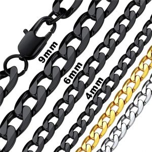 Kal-Cha&icirc;ne Collier Classique Pour Homme Femme, Maille Gourmette 4mm/6mm/9mm En Acier Inoxydable/Plaqu&eacute; Or, 8 Longueurs Disponibles - Neuf