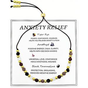 Bracelet Pierre Naturelle Femme, Bracelet Chakra Femme, En Pierre Naturelle Ajustable Yoga Spirituel, Perles Cristal Bijoux Pour Homme - Neuf