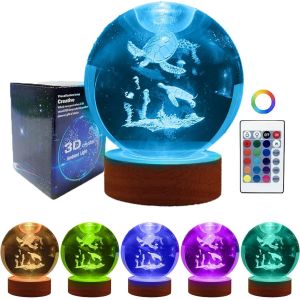 Veilleuse Boule De Cristal 3d 8 Cm (Tortue) - Neuf