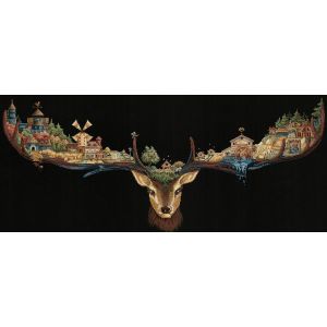 Kit Point De Croix Compt&eacute; Andriana "Terre Du Cerf" 70x30 Cm - Neuf