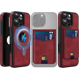 KALANKA-2 in 1 Coque en Cuir pour iPhone 16 Pro Max avec Portefeuille Support, &Eacute;tui Magn&eacute;tique Compatible avec MagSafe, Housse avec Porte Cartes &Eacute;l&eacute;gant (Bordeaux) - Neuf