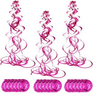 Ayuhr-18 Rouleaux Décorations De Tourbillon Suspendues, Brillant Tourbillons En Feuille Plafond Décorations De Fête, Double Spirale Streamers Décoratifs Pour Mariage Anniversaire (Série Rose) - Neuf