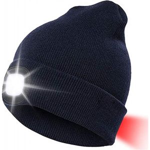 Casquette Led En Tricot Avec Lumi&egrave;re Rechargeable Par Usb, &Eacute;clairage Et Modes D'avertissement Clignotant 8 Led, Installation Facile Avant Et Arri&egrave;re, Bonnet En Tricot Chaud D'hiver - Neuf