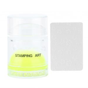 Ensemble De Tampons Et Grattoirs Pour Nail Art, Tete En Silicone, Outil De Manucure Avec Capuchon, Tampon Vert Fluorescent - Neuf