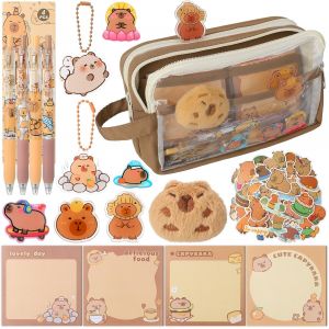 Capybara Lot De 67 Trousses À Crayons Avec Stylos Gel,Autocollants,Notes Autocollantes,Pinces,Pendentifs,Idées-Cadeaux D'anniversaire Et De Fêtes Pour Filles Et Garçons - Neuf