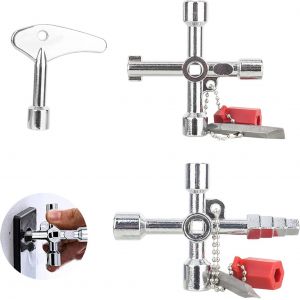 Cl&eacute; Multifonction 3 Pcs 4 Voies Cl&eacute; Triangle Clef Passe Partout, Cl&eacute; en Croix Universelle pour Compteur Eau Radiateurs Compteurs Gaz Ascenseurs Coffret Electrique - Neuf