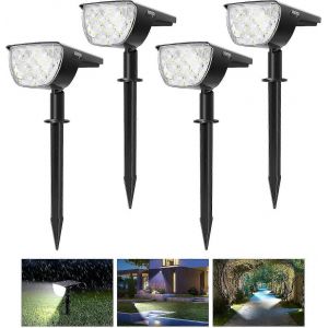 Lot De 4 Lampes Solaires D'ext&eacute;rieur &Agrave; 30 Led, &Eacute;tanches Ip67, Projecteurs Solaires R&eacute;glables Avec Panneau Solaire De 180&deg;, &Eacute;clairage Ext&eacute;rieur &Agrave; &Eacute;nergie Solaire Pour La G&eacute;orgie. - Neuf