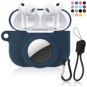 LORANKA-Coque 2 en 1 en silicone souple compatible avec AirPod Pro 3 et AirTag, coque de protection antichoc pour AirPod Pro 3, avec kit de nettoyage et cordon de c&acirc;ble de donn&eacute;es pour homme et femme - Neuf