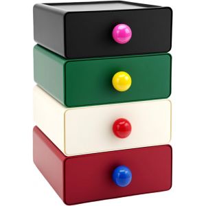 Lbgwp60-Lot De 4 Tiroirs De Rangement Empilables De Grande Capacité Pour Bureau, Chambre, Dortoir, Salle De Bain (4 Couleurs) - Neuf