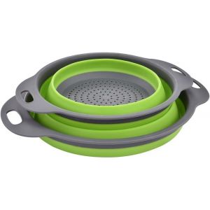 2 Tailles, Y Compris De 8 Pouces Et De 9,5 Pouces Pliable En Silicone Passoire Passoire Jeu, Portable, Panier De Fruits, Économiser De L'espace De La Cuisine, Facile À Nettoyer - Neuf