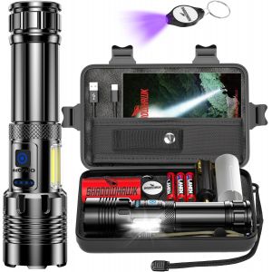 Xhm90.2 Lampe De Poche Led Rechargeable 100 0 000 Lumens Lampe De Poche Led Extrêmement Lumineuse Avec Lampe De Travail Cob Usb 7 Modes Lampes De Poche Puissantes À Piles Pour Le Camping Et - Neuf