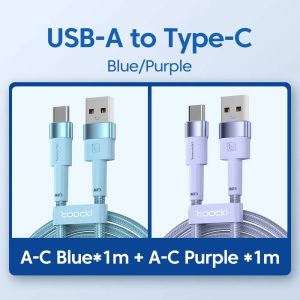 Toocki-Lot De 2 C&acirc;bles Usb De Type C Pour Xiaomi 12t Pro Realme Redmi Note 12 Pro,Casque F3,Charge Rapide,Fil De Donn&eacute;es,3a--Blue And Purpe - Neuf