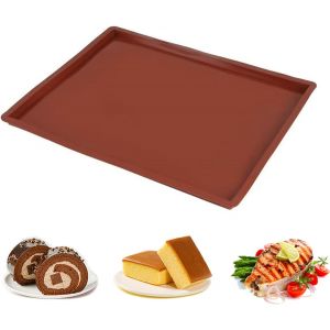 JEXNOVASHOP-Moule Genoise Rebords 38x30x1.5cm Silicone Tapis Cuisson anti-d&eacute;bordement Tapis a Rouler Genoise Silicone Rectangulaire Moule Genoise Plaque Haut - Neuf