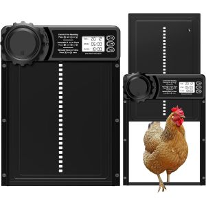 Vornixorsarlshopporte Poulailler Automatique Batterie Avec &Eacute;cran Lcd Programmable &Eacute;tanche, Porte Automatique Poulailler En Aluminium Avec Minuterie, Fonction Anti-Pincement, Ouvre-Porte Vertical, Noi - Neuf