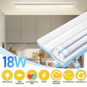 4x R&eacute;glette Led &Eacute;tanche Lampe Led Pour Pi&egrave;ces Humides Lampe Ovale Pour Ext&eacute;rieur 120cm 2 X 18w Blanc Neutre - Neuf
