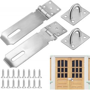 ChenQuanSarl-2 Pcs Loquet De Cadenas Agrafe Moraillon De Porte Cadenas Verrou De Porte Moraillon De Verrou En Acier Inoxydable Verrou Porte Exterieur 5 Pouces Loquet Cadenas Avec Vis Pour Placard Arm - Neuf
