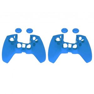 2pcs Housse De Protection En Silicone Étui Ergonomique Doux Empêcher De Glisser Manchon De Poignée Anti-Poussière Pour Manette Ps5 Bleu - Neuf