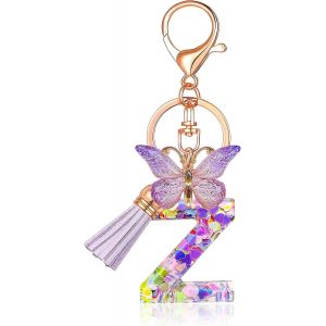 Kal-Porte-Cl&eacute;s En Forme De Lettre Z - Design Papillon - Pour Fille - Pendentif Personnalisable - Choix Des Initiales - Cadeau Pour Femme - Porte-Cl&eacute;s M - Neuf