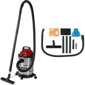 Aspirateur eaux et poussières TC-VC 2045 S (900 W, capacité d'Aspiration de 180 mbar, cuve en INOX de 20 l, roulettes, Supports d'Accessoires, avec Divers filtres et Accessoires) - Neuf