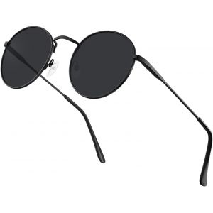 Lunettes De Soleil Rondes Polarisées Pour Homme : Lunettes De Soleil Rondes Rétro Pour Homme Et Femme Lunettes De Soleil En Métal Hippie Voyage Conduite - Neuf