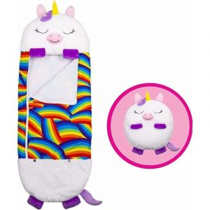 Oreiller pliant pour sac de couchage, 2 en 1, sac de couchage anti-coup de pied pour enfants, style licorne blanche - Neuf