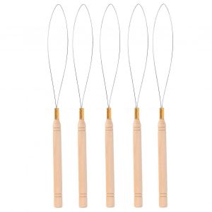 5pcs Extension De Cheveux Boucle Aiguille Kit Anti Slip Hêtre Poignée Tirant Crochet Aiguille Pour Tufting - Neuf