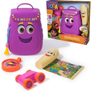 JEXNOVASHOP-Dora - Sac &Agrave; Dos + Accessoires - Sac D'Aventure avec Carte, Jumelles & Boussole - Faites Bouger Ses Yeux Et Sa Bouche - Dessin Anim&eacute; Jouet Maison De Poup&eacute;e - Jouet Enfant 3 Ans Et + - Neuf