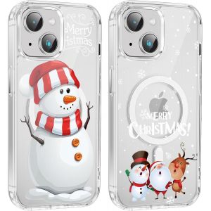 TRAHOO-2 Pi&egrave;ces No&euml;l Coque Magn&eacute;tique pour iPhone 15 6,1'', Etui en Motif Dessin Cadeau de No&euml;l Compatible avec MagSafe, Antichoc Housse Christmas Silicone TPU Bumper Cover pour iPhone 15, No&euml;l 07 - Neuf