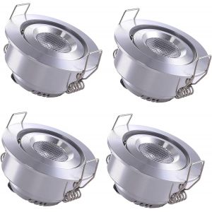 Yodave 4 Mini Spot Encastrable Led Plafond Spot Encastré Lampe 1w Blanc Chaud 3000k Pour Vitrine,Plafond,Cuisine,Placard,Diy Éclairage - Neuf