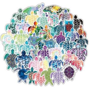 50pcs Autocollants Colorés De Tortue De Mer Pour L'été,Autocollants En Vinyle Imperméables,Autocollants Décoratifs De Bricolage Pour Ordinateurs Portables,Motos,Vélos,Bagages - Neuf