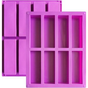 2 Moules &Agrave; Barres De C&eacute;r&eacute;ales Avec 8 Cavit&eacute;s,Moule Antiadh&eacute;sif En Silicone Pour Chocolat,Moule En Silicone Pour Muffins,Brownies,Pain De Ma&iuml;s,G&acirc;teau Au Fromage,Pudding(Violet) - Neuf