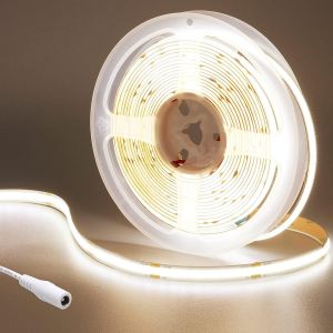 Fabur-24v Cob Ruban Led Blanc Naturel 4000k 480led/M 5m Luminescence Uniforme Cri 93+ Haute Luminosité 4500lm Non Étanche Flexible Découpable Bande Led Pour Maison Chambre Décorer(Sans Alimentation) - Neuf