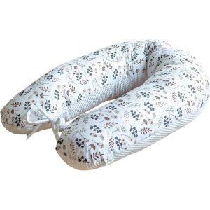 Coussin De Grossesse &iquest; Coussin D'allaitement 190 Cm &iquest; Coussin Lat&eacute;ral 100% Coton &iquest; Avec Housse Amovible &iquest; Coussin Ergonomique Pour Dormir Pendant La Grossesse (Taupe Gaufr&eacute;/Prairie Brune) - Neuf