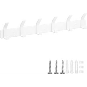 Porte Manteau Mural, Patere Murale 6 Crochets, Porte Manteau Salle De Bain pour Porte-Serviettes Peignoir Salle de Bain Entr&eacute;e, Blanc Perle - Neuf