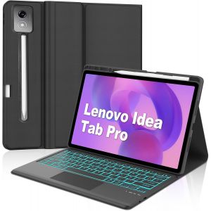 Coque Clavier Pour Lenovo Idea Tab Pro 12.7 Pouces Avec Pavé Tactile, Azerty Français Clavier Bluetooth Magnétique Détachable Avec 7 Couleurs Rétroéclairées Pour Lenovo Idea Tab Pro 12.7"" 2025, Noir - Neuf