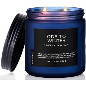 Bougie parfumée Flammes Ardentes Senteur feu de bois, patchouli et bois de cèdre Grande bougie en soja naturel de 550g Brûlage de 110 heures Cadeau de bougie d'aromathérapie - Neuf