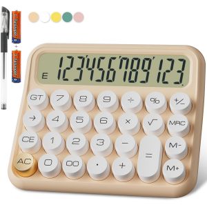 Calculatrice m&eacute;canique 12 Chiffres, &eacute;cran LCD Extra Large de 5 Pouces, Calculatrice de Bureau &agrave; Piles, Gros Boutons faciles &agrave; Presser, &eacute;cran inclinable &agrave; 15&deg; pour Les Enfants. - Neuf