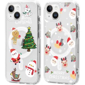 SJZG-2 Pi&egrave;ces No&euml;l Coque Magn&eacute;tique Pour Iphone 14/Iphone 13 6,1'', Etui En Motif Dessin Cadeau De No&euml;l Compatible Avec Magsafe, Antichoc Housse Christmas Silicone Cover Pour Iphone 13, No&euml;l 02 - Neuf