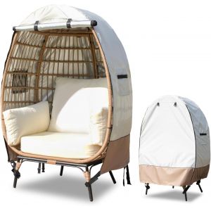 Ulteronixshop-Housse de Chaise d'ext&eacute;rieur imperm&eacute;able avec Fermeture &eacute;clair pour Panier de terrasse en Osier (Beige et Marron, Convient aux chaises ?ufs de 109,2 x 63,5 x 140 cm) - Neuf