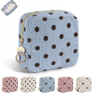 Pochette Serviette Hygi&iquest;&iquest;nique Sac Rangement Serviettes Hygi&iquest;&iquest;niques Tampons Prot&iquest;&iquest;ge Slip Culotte Menstruelle Petite Trousse pour Anniversaire Cadeau Premieres R&iquest;&iquest;gles Jeune Fille(Bleu-Point) - Neuf