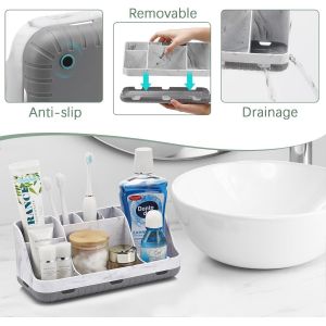 MNUUZ-Porte Brosses ? Dents, Organisateur Salle de Bain, 7 Fentes pour Le Support Brosse a Dent Electrique pour la Famille, Les Enfants (Grey Marble Grain) - Neuf