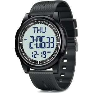 Montre Digitale &Eacute;tanche Hommes Femmes Avec Chronom&egrave;tre Compte &Agrave; Rebours Alarme Format 12/24 Heures,Montre Sport Ultra-L&eacute;ger Avec Affichage Grand Angle.[J62] - Neuf